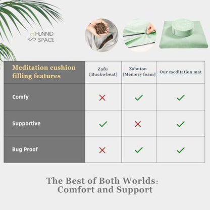 Meditation Cushion Set Zafu & Zabuton – Buckwheat Hull & Memory Foam, Adjustable Floor Pillow for Yoga, Meditation & Sitting, Removable Velvet Cover (Sage Green) - color: Sage Green