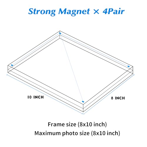 Acrylic Picture Frames 8x10 In 2 Pack,Clear Magnetic Photo Frame | With Base,Double Sided Frameless Floating,Can Horizontal & Vertical,for Family,Office,Wedding Certificate Documents Frame - size: 8x10 in-2 pack