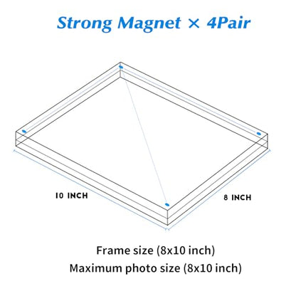 Acrylic Picture Frames 8x10 In 2 Pack,Clear Magnetic Photo Frame | With Base,Double Sided Frameless Floating,Can Horizontal & Vertical,for Family,Office,Wedding Certificate Documents Frame - size: 8x10 in-2 pack