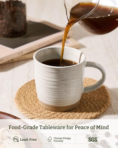 famiware Coffee Mugs Set of 4, 13 oz Mug Set, Ceramic Cup Set with Handle | Stoneware Mug for Coffee, Tea, Latte, Cappuccino, Microwave and Dishwasher Safe, Constellation Series，Cream - color: Constellation-Cream, size: 4 Count (Pack of 1)
