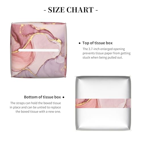 Pink Gold Liquid Marble Tissue Box Cover Square,Modern Marble Texture Tissue Box Holder Waterproof Leather Facial Paper Organizer Dispenser for Bathroom Home Car Nightstand Vanity Desk - color: Color-1