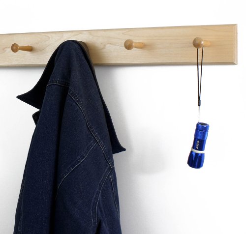 Solid Maple Shaker Peg Rack (Natural, 18" x 3.5" with 3 pegs) - size: 18" x 3.5" with 3 pegs