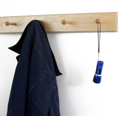 Solid Maple Shaker Peg Rack (Natural, 18" x 3.5" with 3 pegs) - size: 18" x 3.5" with 3 pegs