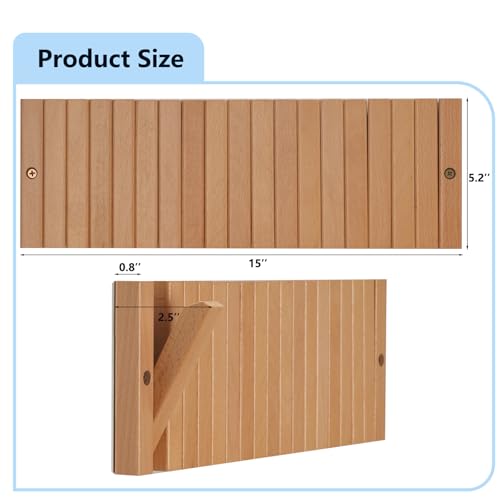 Piano Wall Mounted Coat Rack, Fold-Away Wooden Wall Hooks, 9 Hooks | Solid wood piano-inspired rack with fold-away hooks creates storage art, keeping jackets, bags and towels organized.