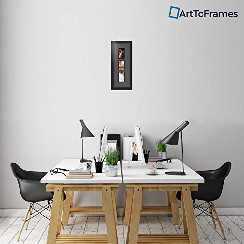 ArtToFrames Collage Photo Frame Double Mat with 3 - 3x5 Openings and Satin Black Frame - color: Charcoal, size: 3 - 3x5