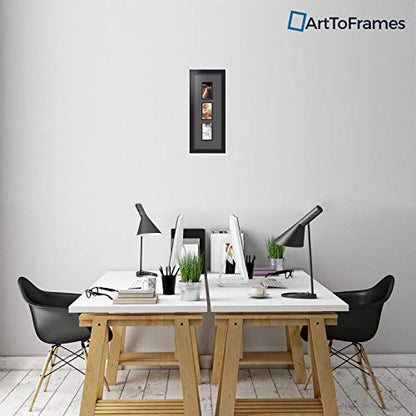 ArtToFrames Collage Photo Frame Double Mat with 3 - 3x5 Openings and Satin Black Frame - color: Charcoal, size: 3 - 3x5