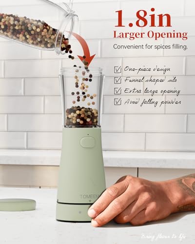 Electric Salt and Pepper Grinder Set with Storage Base, Stainless Steel Rechargeable Salt and Pepper Grinder Set with 4.5 oz Large Capacity, 1.8" Wide Mouth, Adjustable Coarseness, Ideal for Kitchen - color: Green