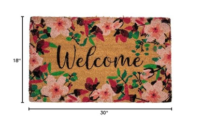 Northlight Natural Coir Blossoming Floral Outdoor Rectangular Welcome Doormat 18" x 30"