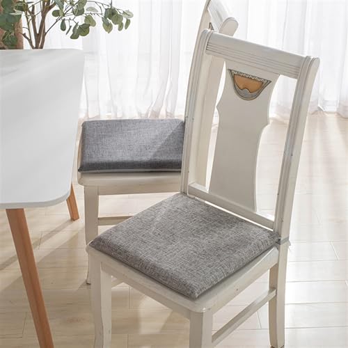 Lifup 4 Pack Chair Cushion Memory Foam Pads, Square Non-Slip Thick Dining Chair Cushions with Ties and Removable Cover for Home Office Restaurant Chair Pads Grey 2 18 x 18 Inch | Memory Foam Pads, Non-Slip, Thick, Removable Cover with Ties, Seat Cushions