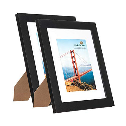 Rustic Picture Frame with Mat (Black, 8x10 inches) - color: Black, size: 8x10 inches