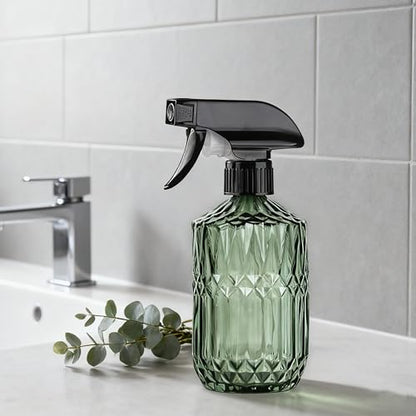 Glass Handheld Spray Bottle, 15oz Refillable Water Bottle Spray, Reusable Adjustable Nozzle Plant Mister Spray Bottles Indoor, Plant Mister for Hair, Cleaning, Gardening, Pets Care (Green) - color: Green a