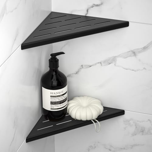 8'' Corner Shower Shelf 2PCS | 304 Stainless Steel Bathroom Shelves for Tiled Wall, Grout in Shelf, Black - color: Black, size: 8''
