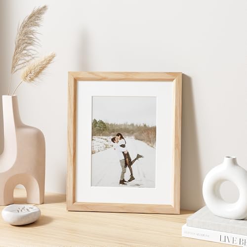 8x10 Picture Frame Set of 4 Natural Solid Oak Photo Frames with 5x7 Removable Mat Wall Hanging Large Handcrafted Frame with HD Plexiglass Wall and Tabletop Display Large Poster Frame - color: Oak, size: 8X10,4P