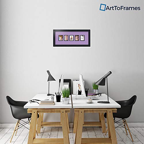 ArtToFrames Collage Photo Frame Double Mat with 5-2.5x3.5 Openings with Satin Black Frame and Lavender Mist mat. - color: Lavender Mist, size: 2.5x3.5