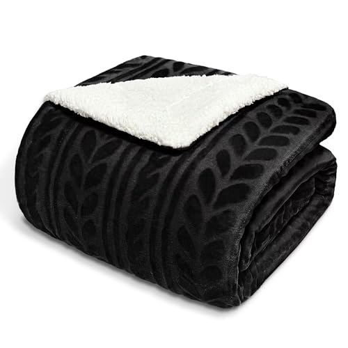 Exclusivo Mezcla Twin Size Sherpa Fleece Bed Blanket, Dark Black | Reversible Velvet Warm Blankets for Bed Couch Sofa, Home Decor, Machine Washable, 90x66 Inch - color: Dark Black, size: Twin(90"x66")