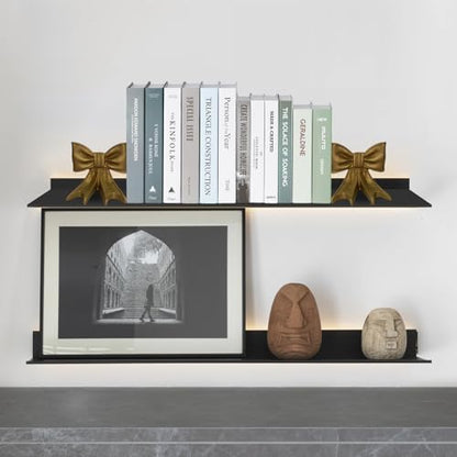 Gold Bow Bookends, Set of 2 Heavy-Duty Metal Book Ends for Heavy Books, Decorative Book Ends Holders for Shelves, Modern Home Office Desk Accent Decor(4.3 Pounds)