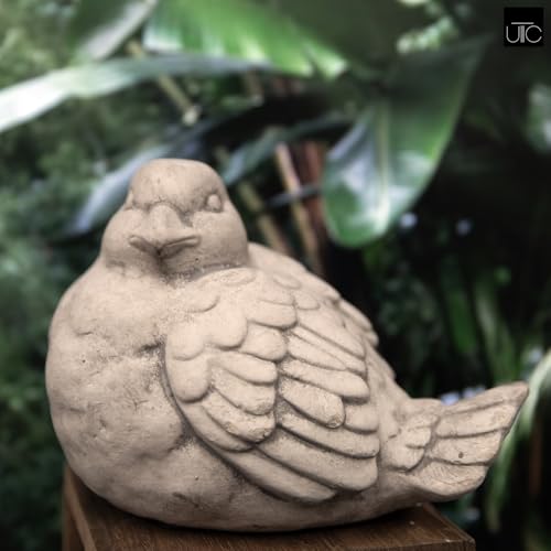 Small Cement Bird Statue, Gray Concrete Finish (8.25 X 5.25 X 6.25 In.) | Decorative Cement Bird Figurine With A Gray Concrete Finish, Ideal For Tables, Patios, Lawns, Yards, And Home Décor. - size: 8.25"x5.25"x6.25"H