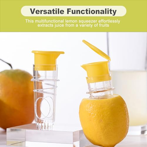 2 Pack Portable Lemon Squeezer Citrus Press Manual Handheld Juicer with Screw Cap Fruit Squeezer for Lime Orange Cocktails Bartender Kitchen Gadget Travel Size