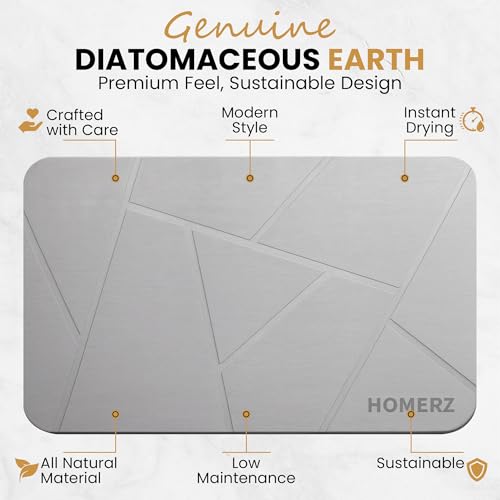 Homerz Stone Bath Mat – Premium Diatomaceous Earth Bath Mat, Rock Absorbent Bath Mats for Bathroom, Modern Stone Drying Mat, Shower Mat Outside Shower, Tapetes para Baño 23.6"x15.3" Light Gray - color: Light Gray