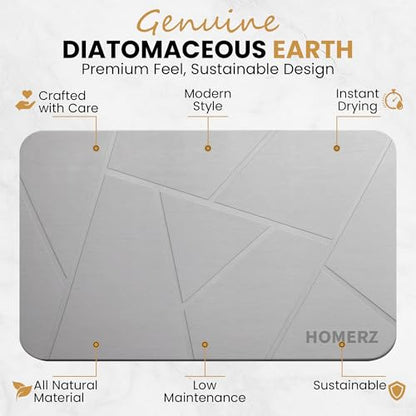 Homerz Stone Bath Mat – Premium Diatomaceous Earth Bath Mat, Rock Absorbent Bath Mats for Bathroom, Modern Stone Drying Mat, Shower Mat Outside Shower, Tapetes para Baño 23.6"x15.3" Light Gray - color: Light Gray