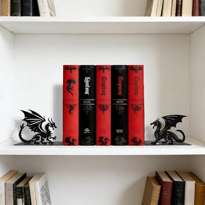 Matte Black Iron Gothic Decorative Bookends - color: Dragon