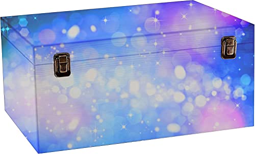 Large Wooden Box - 14" x 10" x 6.5" - Unfinished Pine Wood Box for Crafts, Storage, Keepsakes & Memory - Hinged Lid