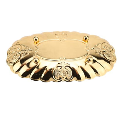 Emoshayoga Metal Oval Tray, Decorative Footed Golden Serving Platter for Multipurpose Home Restaurant Wedding Banquet Fruit Nuts Snake Use (L) - size: 9.8" x 7.1" x 2"