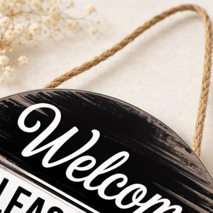 Welcome Farmhouse Wood Hanging Sign - color: Purple