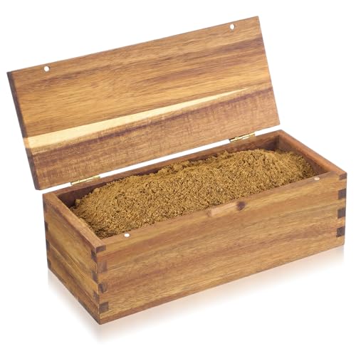 Acacia Wood Salt Cellar Spice Box with Magnetic Lid 29oz Large Capacity Salt Organizer 1 Compartments for Kitchen Countertop, Pepper, Seasonings, Spices, Grilling & Cooking - color: Acacia Wood, style: 1 Compartments