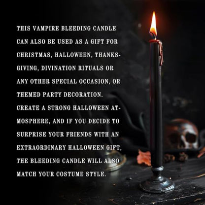 Vampire Tears Black Bleeding Taper Candles 12 Pack, 10 Inch | Unscented, Red Drip Effect When Lit, Halloween & Party Decor, Ritual Use, 24.5 cm Tall - color: 12 Black