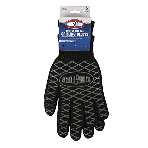 Kingsford Heat-Resistant BBQ Grill Gloves, Five Finger, 2 Count Pair | Protects hands from extreme temperatures, textured grip for secure hold, sold as a set of two