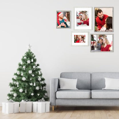 Picture Frames 11x14 Set of 6, Distressed Grey Photo Frame, Display Pictures 8x10 with Mat or 11x14 Without Mat, Washed Farmhouse Frame - color: Distressed Gray, size: 11x14