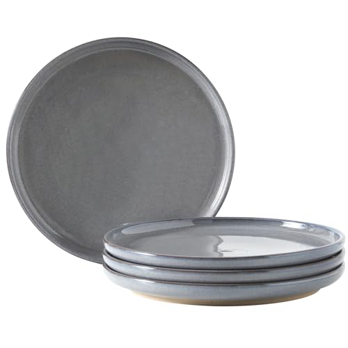 Ceramic Dinner Plates Set of 4,Stoneware 8 Inch,Microwave,Dishwasher and Oven Safe,Porcelain Dessert Plates for Pasta,Salad and Steak,Dishes Set for Kitchen,Scratch Resistant,Gray - color: Gray, size: 8 Inch(4 PC)
