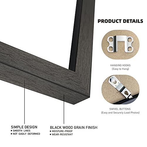 Hongkee 8x10 Black Picture Frames set of 3, Made of Wooden and Glass Photo frame - Displays Picture 5x7 with Mat or 8 x 10 without Mat, Desktop & Wall Collage Frame set - color: Black, size: 8x10 in
