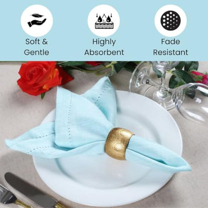 Cloth Dinner Napkins 100% Cotton Set of 6 - Soft Durable Washable - Ideal for Farmhouse Parties Wedding Christmas Easter - Perfect Everyday Use Table Cloth Napkins 18x18 Light Blue - color: Light Blue