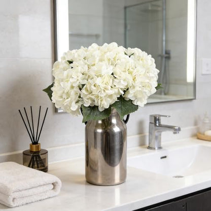 Kimura's Cabin 6Pcs Fake White Hydrangea Artificial Flowers Silk Hydrangeas | Faux Hydrangea With Stems,Wedding Party Bouquets Arrangements,Home Table Centerpieces,Baby Shower Decoration - color: Off White