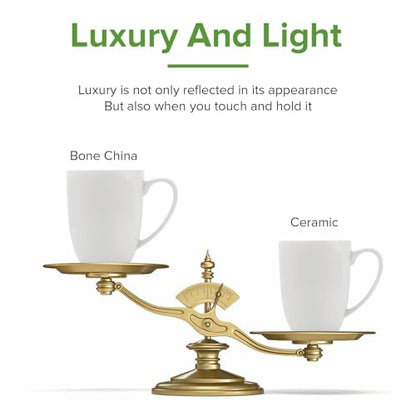 Fine Bone China White Coffee Mugs, 16 oz Large Capacity, Set of 4 Tea Cups, Thin Thickness and Light Weight, Comfortable to Hold, Microwave and Dishwasher Safe