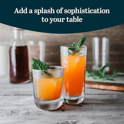 Polaris Tumbler & Rocks Drinking Glasses Set of 16, Clear Glass Cups | 16.25 oz and 12.25 oz Capacities for Water, Juice, Cocktails, and More with Dishwasher-Safe Convenience for Easy Cleanup - color: 05 - Polaris