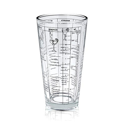 True 3-Piece Barware Set for Mixed Drinks and Cold Brew Cocktails, Includes Cocktail Shaker Tin, Cocktail Mixing Glass with 7 Printed Recipes, and Hawthorne Strainer, Home Bar Tools, Bartender Gifts - size: 3-Piece
