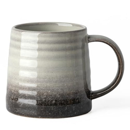15.5oz Large Heavyweight Ceramic Mug, Reactive (Grey-Black) | 15.5oz Medium-Large, Heavy Weighted Stoneware, Reactive Transmutation Glaze, Microwave & Dishwasher Safe, Gift Box - color: Grey Black
