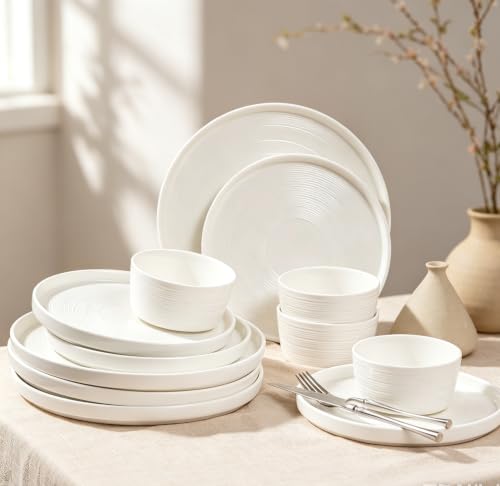 Dinnerware sets plates and bowls sets modern plates,Ceramic Dinnerware Sets,12 Pieces Porcelain Lightweight Plates,Scratch Resistant Dish Set (style - 10, 4 - Set (12pcs)) - color: style - 10