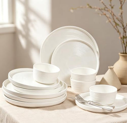 Dinnerware sets plates and bowls sets modern plates,Ceramic Dinnerware Sets,12 Pieces Porcelain Lightweight Plates,Scratch Resistant Dish Set (style - 10, 4 - Set (12pcs)) - color: style - 10