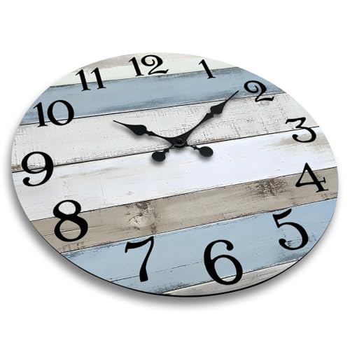 JoFomp 16 Inch Wall Clocks Battery Operated, Silent Non Ticking Wall Clock Wood, Coastal Country Design Rustic Wall Clocks for Living Room Decor, Large Wall Clock for Bedroom Kitchen Bathroom - size: 16 Inch