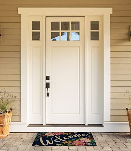 DII Natural Coir Doormat Outdoor Welcome Mat, 17x29, Roses - color: Roses