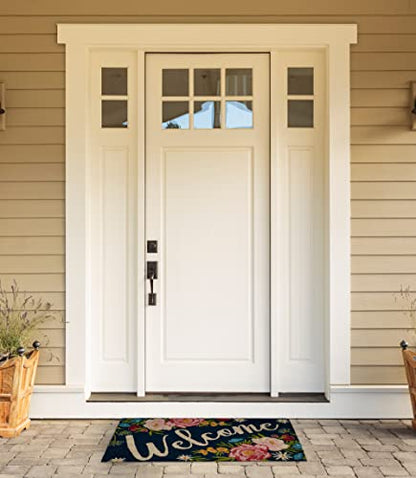 DII Natural Coir Doormat Outdoor Welcome Mat, 17x29, Roses - color: Roses
