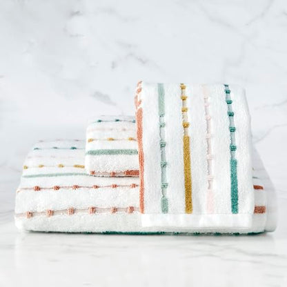 SKL Home Modesto Stripe 100% Cotton Premium Bath Towel, 600 GSM, Soft & Absorbent, Reversible Jacquard, Multi - color: Modesto Stripe, style: Bath Towel