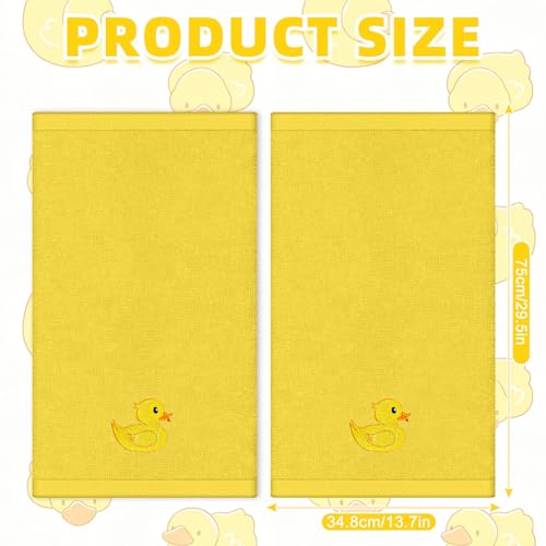 FYSUIMU Rubber Ducky Hand Towels Yellow Duck Embroidered Cotton Bathroom Towel Absorbent Bath Towel for Kitchen Dish Drying Cleaning Cooking, 29.5 x 13.7 Inch, 2Pcs - color: Yellow