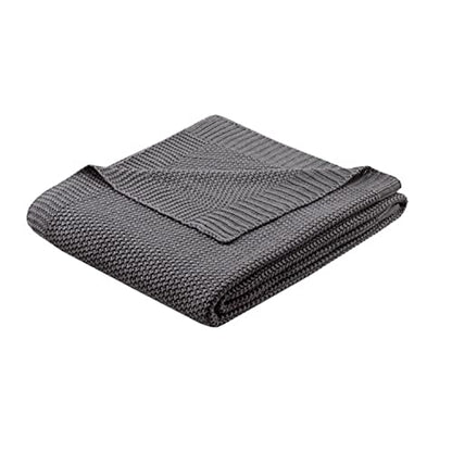 INK+IVY Bree Knit Throw Blanket for Bed, Sofa, and Couch, Lightweight, Breathable, Soft & Cozy Summer Blanket, Throw (50 in x 60 in), Charcoal - color: Charcoal, size: Throw (50 in x 60 in)