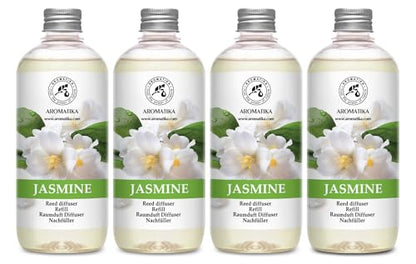 Jasmine Reed Diffuser Refill - 4x17 Fl Oz - Scented Reed Diffuser Refill - Home Fragrance - Air Freshener - Room Freshener - Floral & Long Lasting Scent - Aromatherapy