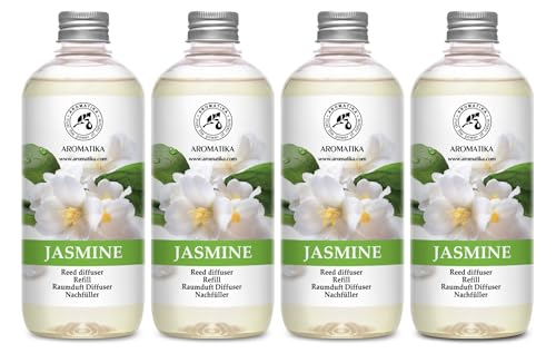 Jasmine Reed Diffuser Refill - 4x17 Fl Oz - Scented Reed Diffuser Refill - Home Fragrance - Air Freshener - Room Freshener - Floral & Long Lasting Scent - Aromatherapy